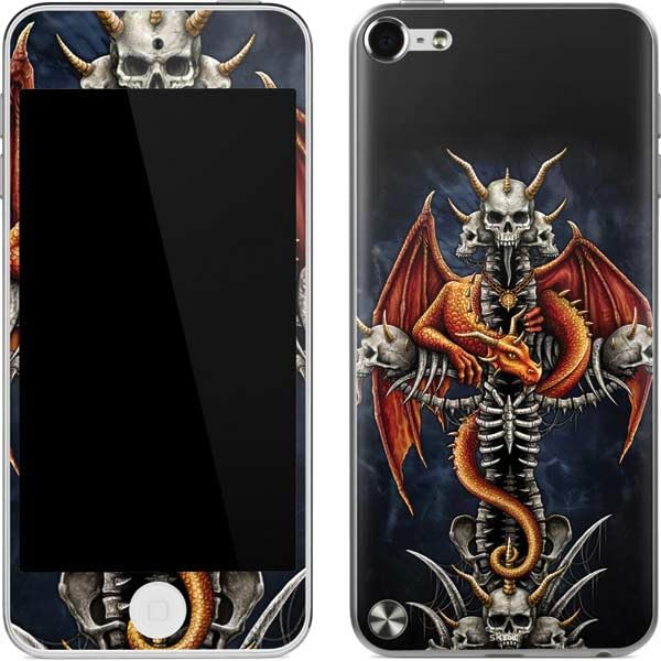 Skinit Decal MP3 Player Skin Compatible with iPod Touch (5th Gen&2012) - Originally Designed Gothic Dragon & Skull Cross by Sarah Richter Design