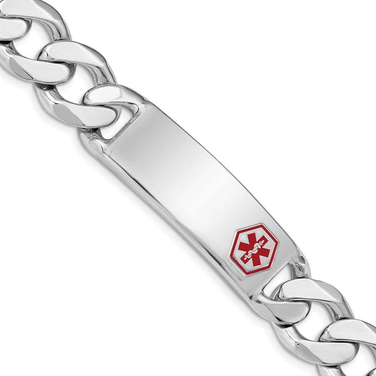 Armband aus 925er-Sterlingsilber, Emaille, poliert, gravierbar, Karabinerverschluss, medizinischer Ausweis, Gliederarmband, Karabinerverschluss, Schmuck für Frauen, 20 cm