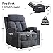 CANMOV Manual Recliner Chair with Massage and Heat, Soft Fabric Recliner Chair with Overstuffed Arm and Back, Manual Reclining Single Sofa with 2 Cup Holders, Side Pocket for Living Room, Dark Grey