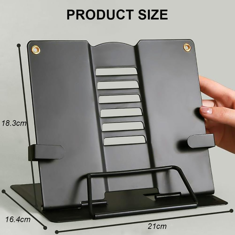 Atril de partituras portátil profesional de escritorio, atril de partituras plegable de metal, atril de partituras de altura ajustable de 6 posiciones, compatible con documentos y libros, gris (g