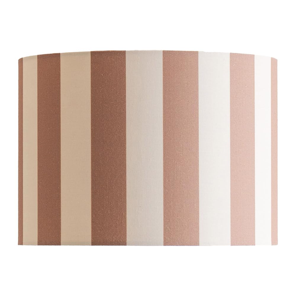 Callie Colour Clash Stripe Fabric Drum Lamp Shade - Natural and Brown - Large