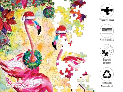 Rompecabezas Springbok Festive Flamingos de 500 piezas para adultos | Piezas de corte único, fabricado en EE. UU., materiales ecológicos con temática navideña tropical festiva miniatura 3