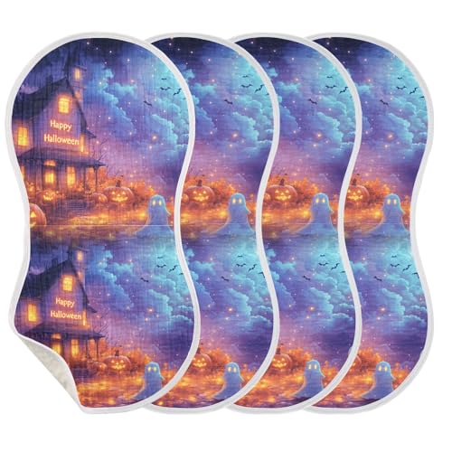 Muslin Burp Cloth for Baby 2PCS Halloween Horror Night Super Absorbent Burping Cloths, Bibs for Newborn Boys Girls3