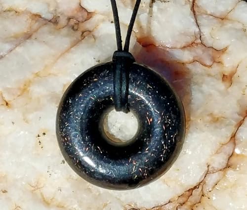 Orgonite Pendant - Orgone Energy Generator Necklace - Black Sun Orgonite Donut Necklace - Jewelry - 30" Black Leather Cord2