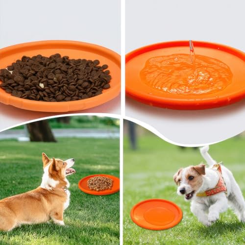 Zyren 3 Stück Hundefrisbee,18 cm Hunde Frisbee,Gummi Frisbee,Bodentarget Hund für Hundetraining, Werfen, Fangen und Spielen,Natürlichem Kautschuk, Weich und Sanft im Mund, Orange