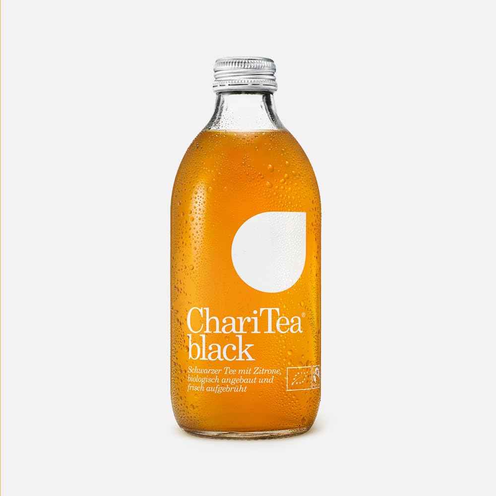 Charitea - Black - Fairer Eistee mit besten Bio Zutaten - Leckeres Erfrischungsgetränk in Glas Flasche - Biologisch angebauter Tee (24 x 330ml)