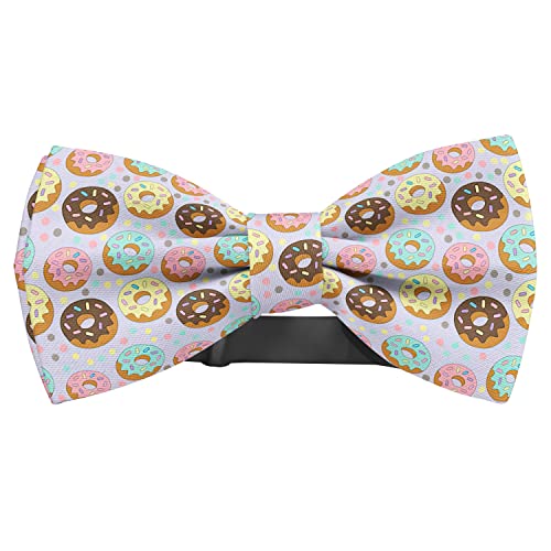 KAWAMOUSE Adjustable Pre-tied bow tie for toddler Boys (Print Cute Donut Colorful Dot Pattern) Elegant Cute Bowties for Dogs Cats Pets