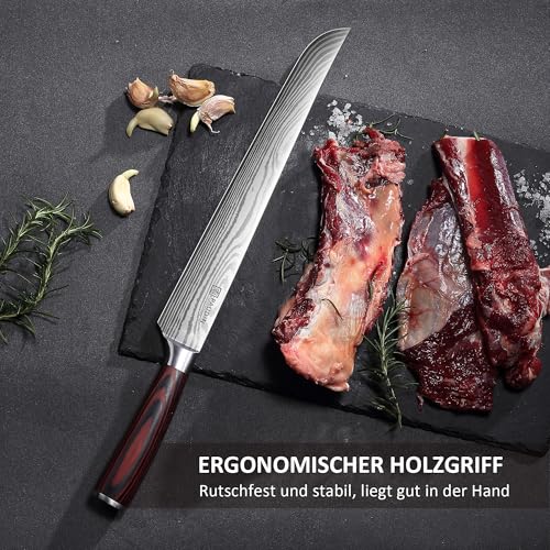 PAUDIN Fleischmesser extrem scharf 30cm als Schinkenmesser Tranchiermesser Lachsmesser Dönermesser Küchenmesser aus hochwertigem Edelstahl mit ergonomischem Holzgriff