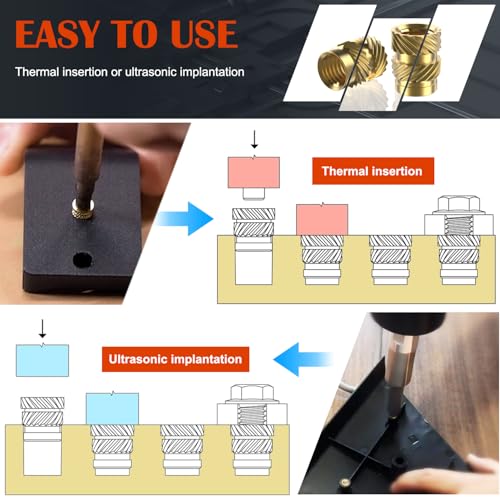 400pcs threaded inserts m2 m25 m3 m4 m5 m6 female thread metric knurled nuts assortment kit brass heat set insert for plastic and 3d printing components threaded inserts ket