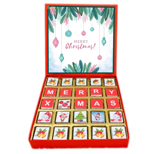 Image of Expelite Merry Christmas and Happy New Year Chocolate Gift for Wife -25 Pc Merry Christmas and Happy New Year Chocolate Gift for Husband Wife