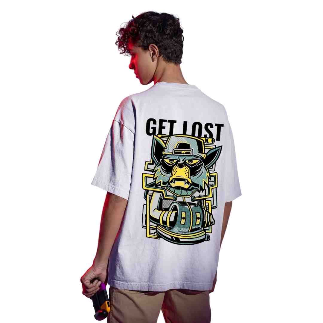 AMIGOSMen's Oversized Fit T-Shirt, White, L