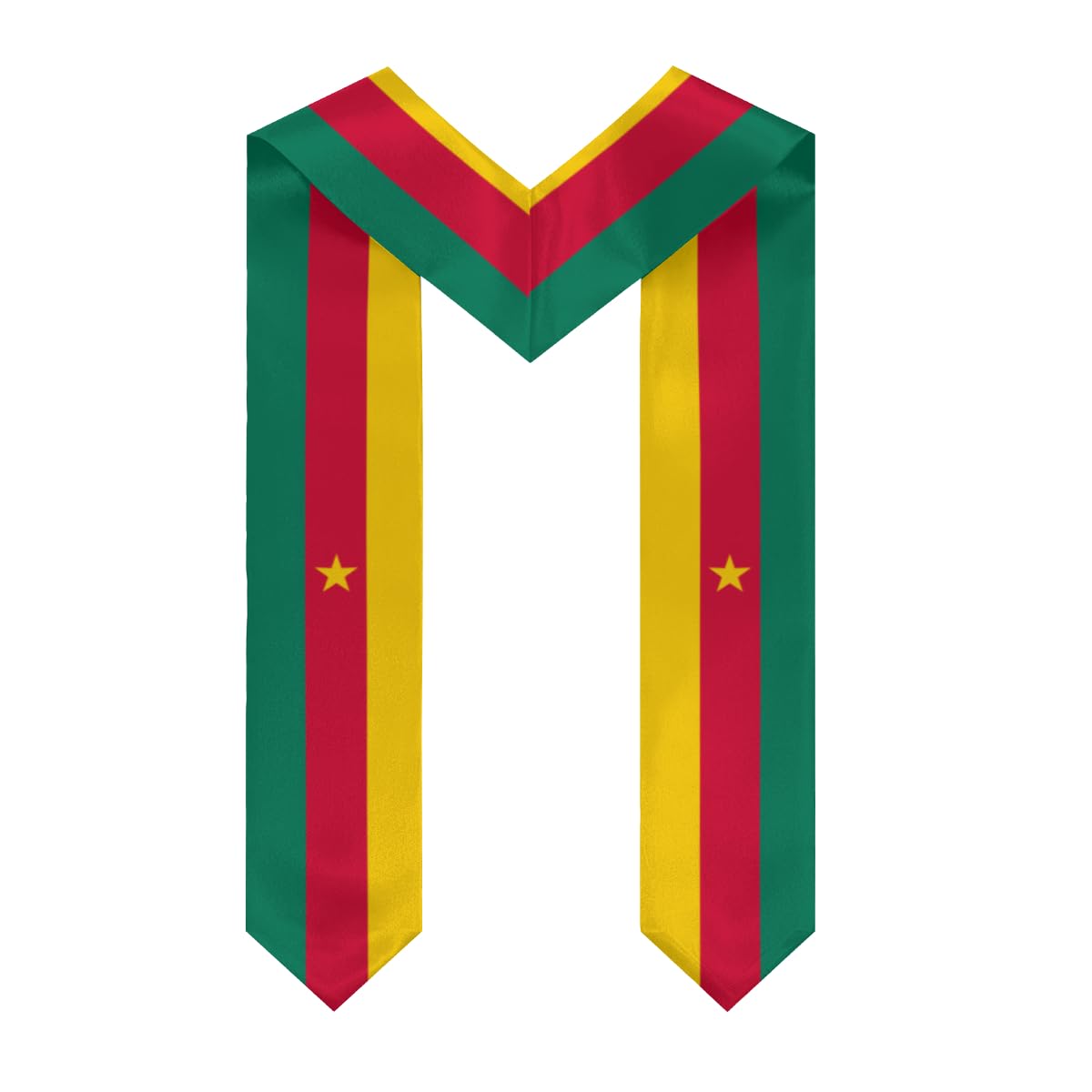 Cameroon Cameroonian Flag V-Neck Graduation Shawl Sash, Double sided Graduation Scarf Stole Graduation Shawl for International Students