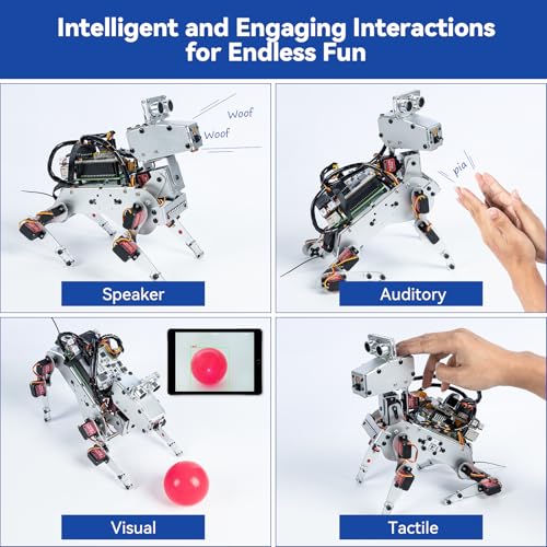 Image of SunFounder PiDog AI Robot Dog Kit for Raspberry Pi 5 /4 /3B+ /Zero 2W, LLMs ChatGPT-4o /Gemini /Grok, Voice&Video Recognition, Python, App Control, Battery, Gyroscope, Camera (RPI NOT Included)