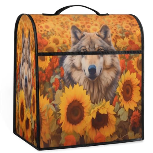 Coffee Maker Cover Sunflower Wolf Floral Kitchen Appliance Covers Small Appliance Covers Blender Cover Juicer Cover Dust Covers for Kitchen Appliances with Top Handle and Pockets,Washable,C124