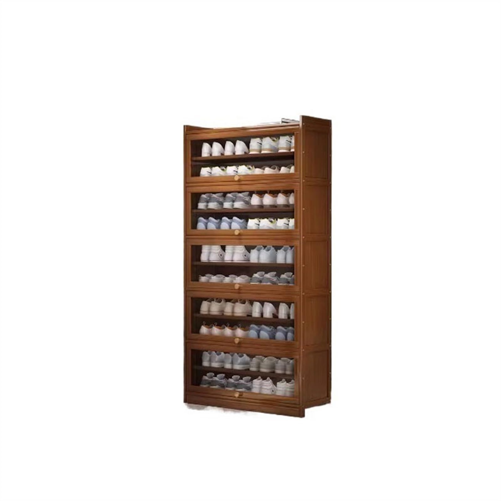 Armoire à chaussures gain de place marron avec portes anti-poussière pour entrée