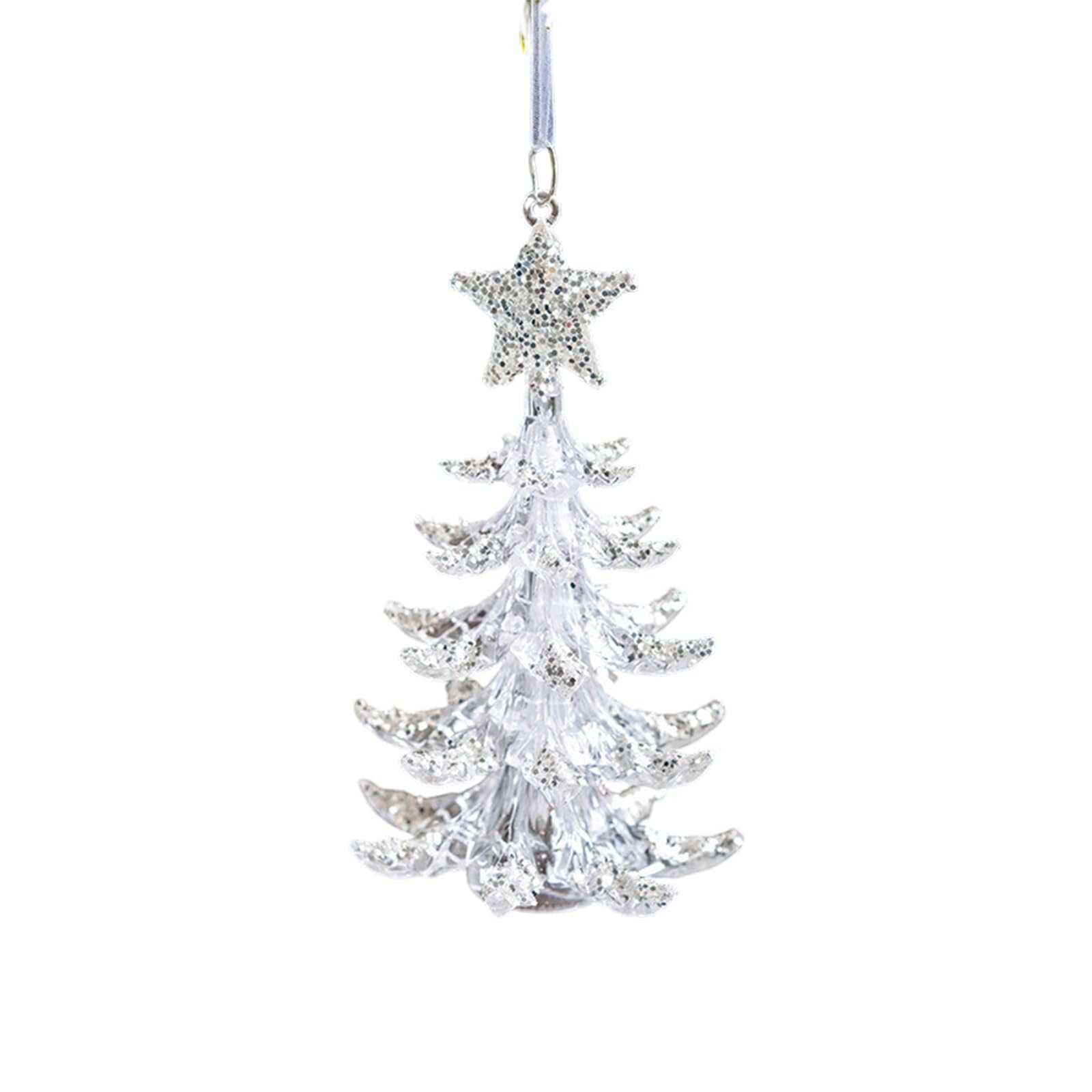 Lerpwige Elegant Christmas Tree Decorations Glittering Acrylic Ornament For Homes 50G Portable Snowflake Reindeers Angel Christmas Decors