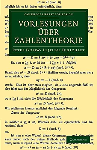 Vorlesungen uber Zahlentheorie (Cambridge Library Collection - Mathematics)
