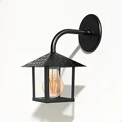 Arandela colonial Vidro preta com base e27 para parede uso interno e externo coberto bivolt (1)