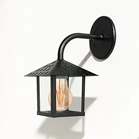 Arandela colonial Vidro preta com base e27 para parede uso interno e externo coberto bivolt (1)