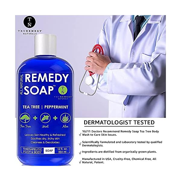 Remedy-Soap-Tea-Tree-Oil-Body-Wash-Helps-Body-Odor-Athletes-Foot-Jock-Itch-Ringworm-Yeast-Infections-Skin-Irritations-Shower-Gel-for-WomenMen-Natural-Mint-Aloe-Skin-Cleanser-12-Oz Truremedy Naturals Remedy Tea Tree Oil Body Wash - Body Wash That Helps Body Odor, Ringworm, & Skin Irritations - Tea Tree Soap Body Wash (1 pk, 12 oz)