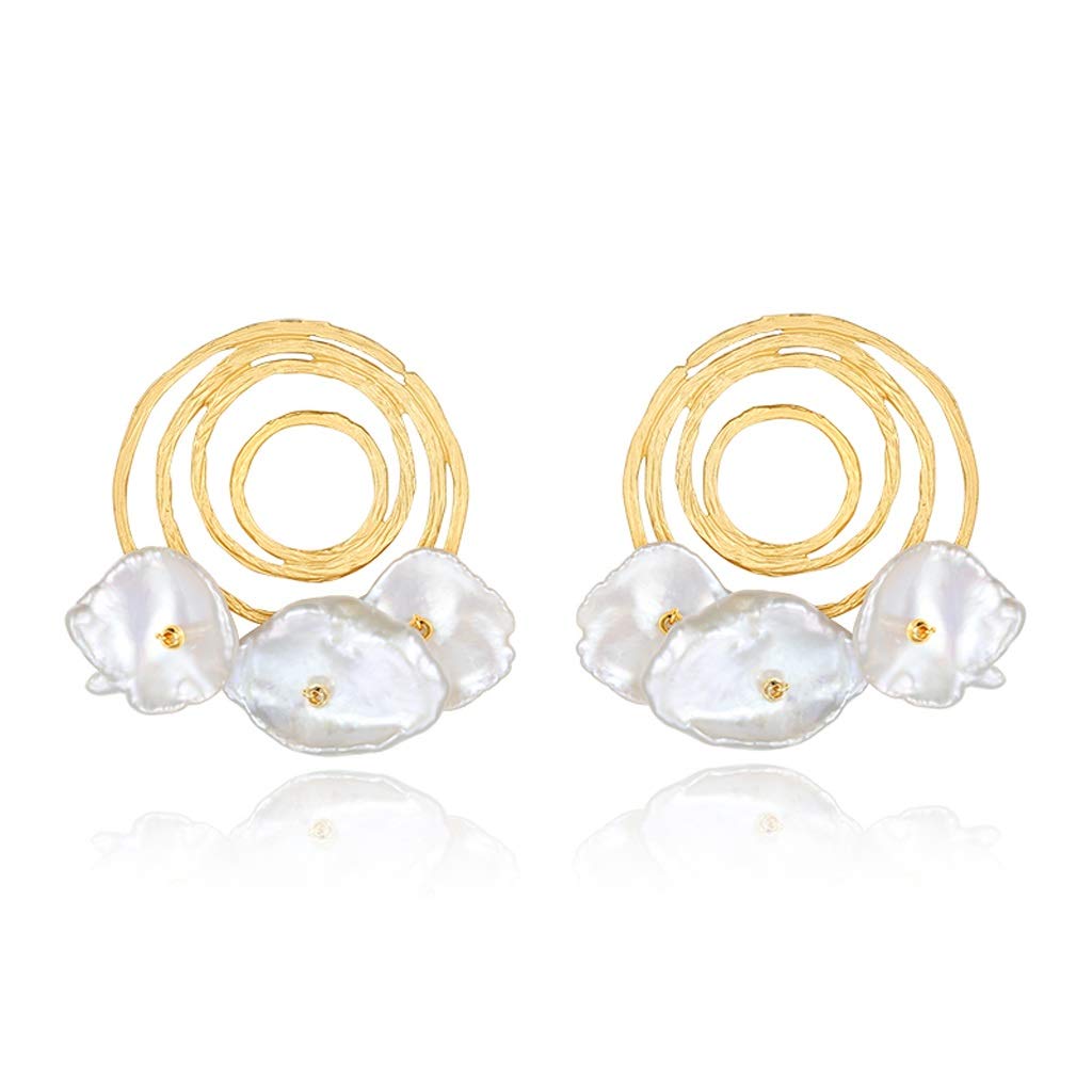 LLXYWJ Damen-Ohrringe, hochwertige Vintage-Ohrringe aus Sterlingsilber, zierlicher Schmuck, barocke Perle, zierlicher Brautschmuck für die Hochzeit