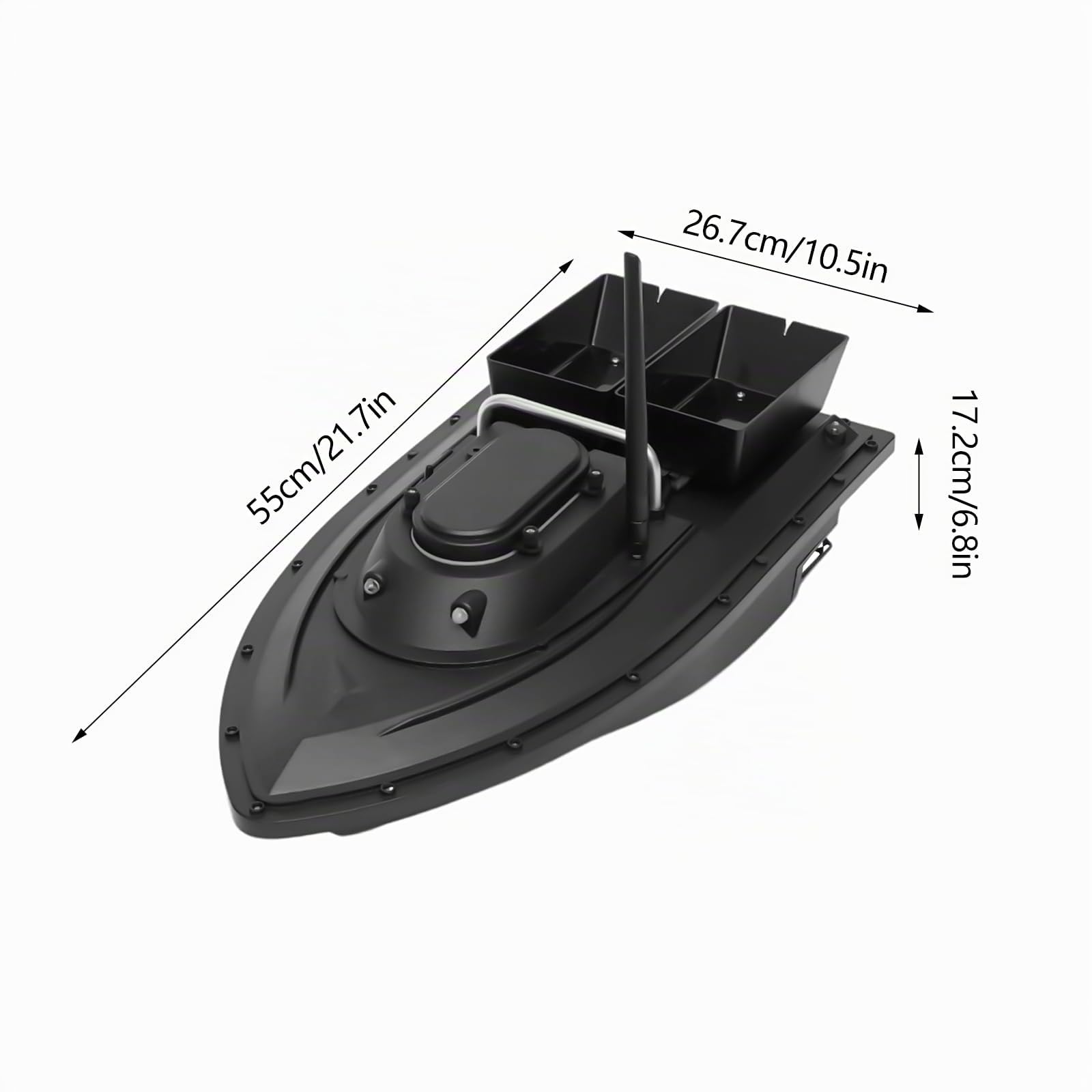 Barca da Pesca, Elettrica con Doppio Scomparto Esche - Telecomando 2.4G 500M - Batteria 5200mAh - Materiale ABS - Luci LED Integrate per Laghi e Pesca Professionale