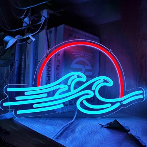 HFHungkeong Dimmbares Neon Sonnenaufgang Sonnenuntergang Schild LED Anime Neonschild für Wanddekoration, hängendes Acryl-Sonnenuntergangswelle Neon Nachtlicht für Spielzimmer Teen Partygeschenke