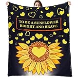 Sunflower Blanket Gifts for Women, Inspirational Sunflowers Throw Blanket, Birthday Gifts for Sunflower Lovers, Soft Cozy for Home Decor, Sunshine Gift for Girls Women (Sunflower-1, 60"X80")