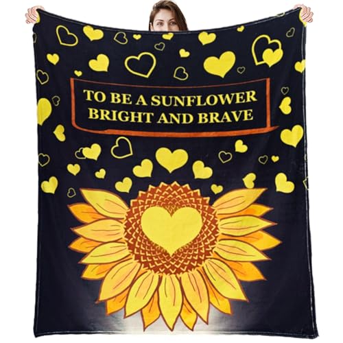 Sunflower Blanket Gifts for Women, Inspirational Sunflowers Throw Blanket, Birthday Gifts for Sunflower Lovers, Soft Cozy for Home Decor, Sunshine Gift for Girls Women (Sunflower-1, 60"X80")