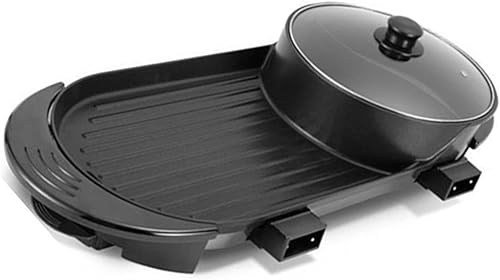 Parrillas eléctricas ollas 2 en 1 ollas antiadherentes interiores y plancha para barbacoa Control de temperatura de 5 engranajes Calefacción cocina