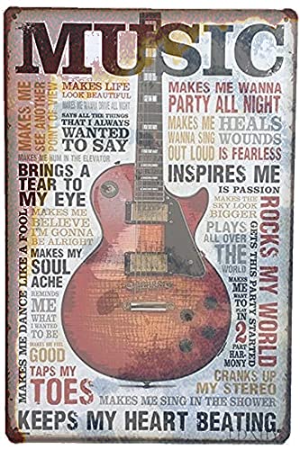 Retro Metal Tin Signs + Music MakeMe - Look Home, Pub,arage, Restaurant, Deco, Decor,eSize Sign For Home Cave Garage bar Poster Club Wall Decoration Signs 8x12 Inch