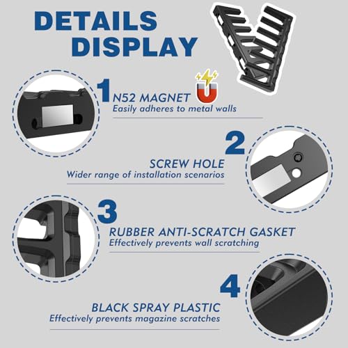 Aoanoko Magnetic PMAG Wall Mount,AR Magnetic Mag Holder,Home Magazine Storage Rack,AR Wall Mount Mag Holder for Gun Safe, Locker,Cabinet,AR Mag Storage and Accessories(2-Pack) by Aoanoko - Image 6