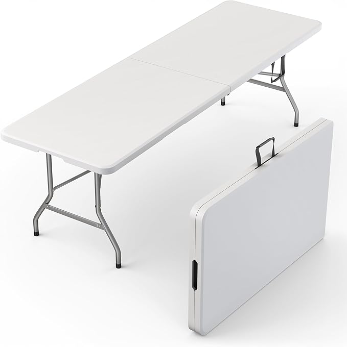 8 Feet Foldable Table with Built in Handle & Steel Legs