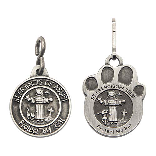 Pet Tags Engraved 2 Packs St Francis of Assisi Dogs Cats Medal Pendant Collar Charm Protect My Pet