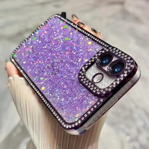Coque paillettes iPhone 16 Pro Max lavande en silicone souple