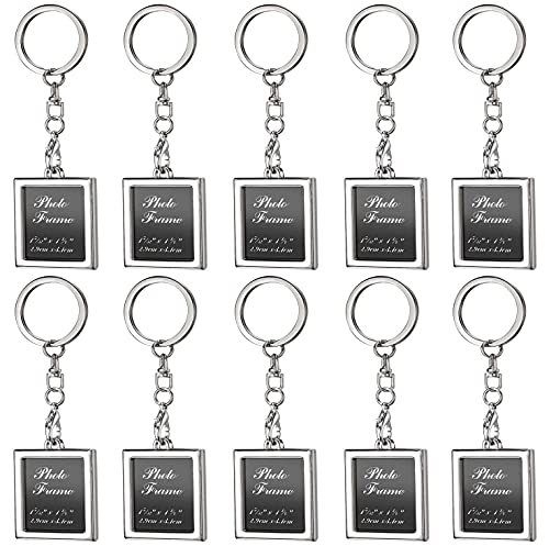zison 10PCS Fashion Metal Alloy DIY Picture Photo Key Hooks Personalized Insert Photo Keychain Frame，Cool Gift For Friends Lovers And Family