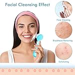 3 Pieces Facial Cleansing Brush Acrylic Handle Face Scrubbers Soft Bristle Exfoliator Cleaner Brush Scrub Exfoliating Facial Scrubber for Face Care Makeup Skincare Removal(Pink, Purple, Blue) - Image 3