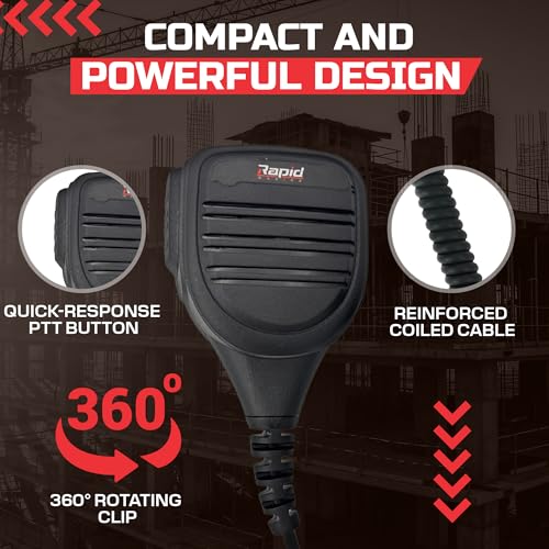 Rapid Radios PTT Handheld Microphone with Clip Premium Audio, Secure Push-to-Talk Accessory - Thumbnail 5