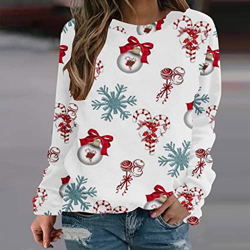 Teen Girls Christmas Sweatshirts For Women Long Sleeve Holiday Party Shirt Tops Fall Funny Cute Crewneck Xmas Sweaters #TOP1