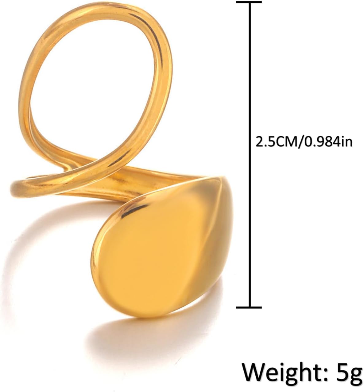 Chunky Rings For Women, Gold Silver Mixed Metal Thumb Ring Asymmetrical Wavy Curve Ring Adjustable Non Tarnish Dainty Stainless Steel New Year Anniversary Birthday Jewelry Gift - Image 7