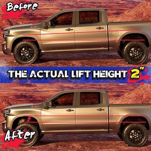 Image of KSP 2 inch Silverado Leveling Lift Kits, 2in Front Suspension Lift Spacers Compatible With Chevy Silverado GMC Sierra 1500 2007-2026, 2pcs Aluminum Strut Spacers Increase 2inch Space on Pickup&Trucks