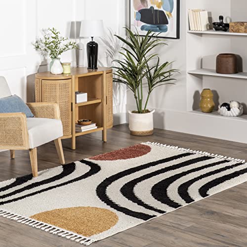 nuLOOM Stefanie Abstract Shapes Tassel Area Rug...