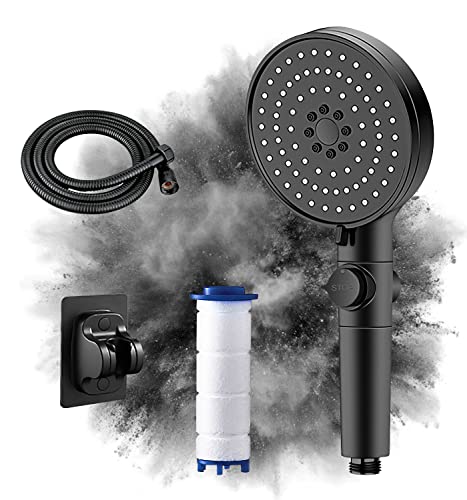 Alrens Duschkopf mit Schlauch 1.5m, Wassersparend Duschkopf mit Halterung, 6 Strahlarten Modus Druckerhöhend Große Handbrause mit Filterpatrone, Duschkopf Regendusche für Badewanne Wäsche Cover