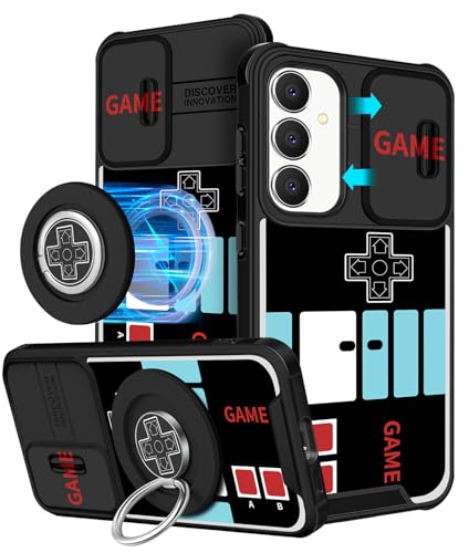 Funermei 【2 em 1 para Samsung Galaxy S23 FE Capa para celular feminina fofa para meninas fashion jogo legal adolescentes design exclusivo capa para câmera compatível com suporte de anel MagSafe para