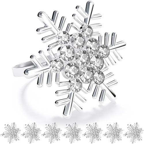 ZeeDix Christmas Silver Snowflake Napkin Rings Set...