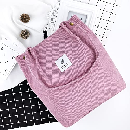 Image of Ayieyill Corduroy Tote Bag for Women Canvas Shoulder Cord Purse with Inner Pocket