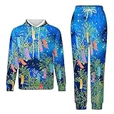 [ZKCASA] スウェット パーカー 上下セット 長袖 七夕の祈り 秋冬服 部屋着 ジャージ カジュアルウェア トレーニングウェア スポーツ アウター ズボン 5XL