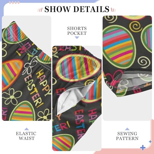 ZZXXB Happy Easter Colorful Egg Boys Long Pants Soft Trousers Elastic Waist Kids Lounge Bottoms with Pockets S-XL4