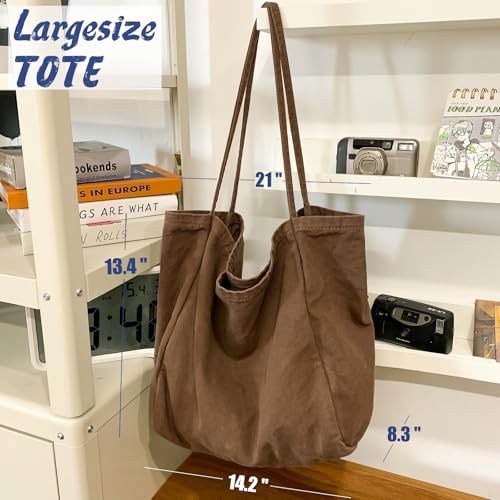Image of Canvas Tote Bag for Women Large Hobo Shoulder Bag for Work Travel Casual Message Bag Tote Purse handbags