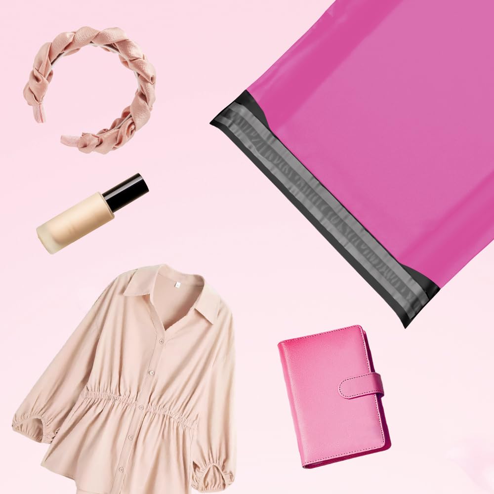 Versandtaschen, selbstklebend, 25,4 x 33 cm, Rosa, 50 Stück | Reißfeste, wasserfeste Versandtaschen, für Onlineverkäufer, Kleidung, T-Shirts, Socken, Accessoires, E-Commerce-Versand